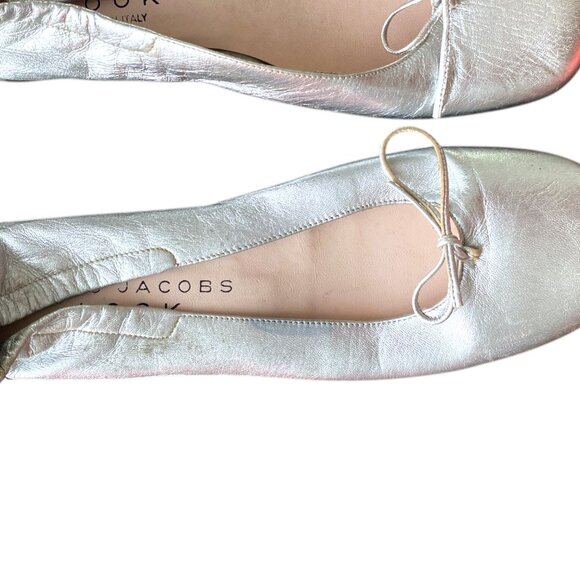 Marc Jacobs Look Ballet Flats Silver Leather Size - 38 - Metallic Leather Ballet - Picture 3 of 13